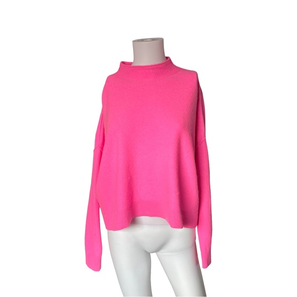 Anthropologie Pilcro the Alani Cashmere Mock Neck Sweater Bright Pink Size XL - Picture 1 of 10